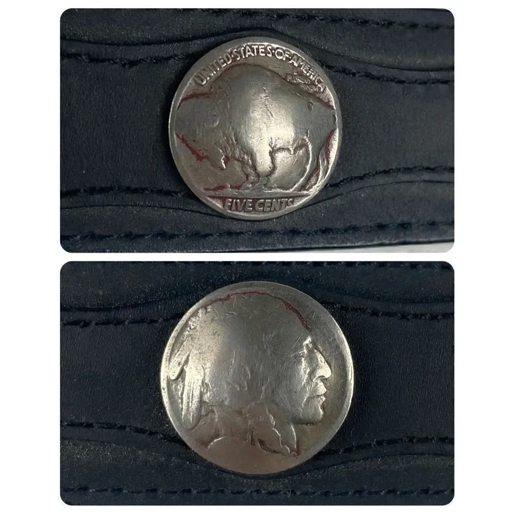 RARE Genuine Vintage Nickles Leather Belt Buffalo Indian Head 40